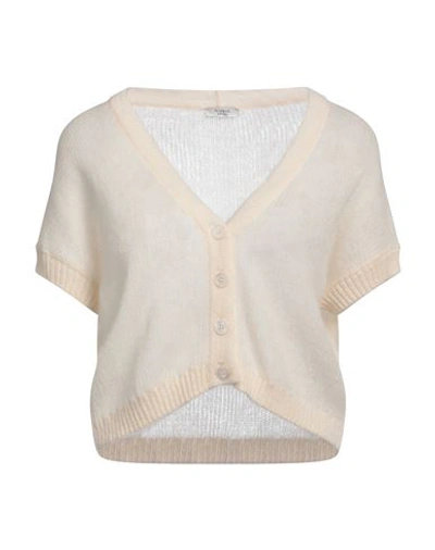 Peserico Woman Cardigan Cream Size 16 Baby Alpaca Wool, Polyamide, Virgin Wool In White