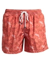 Fedeli Man Swim Trunks Rust Size Xl Recycled Polyester In Red