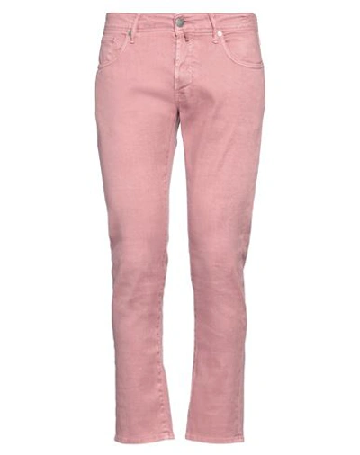 Incotex Man Pants Antique Rose Size 34 Cotton, Lyocell, Elastane In Pink