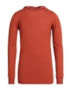 Rick Owens Man Sweater Rust Size M Virgin Wool In Red