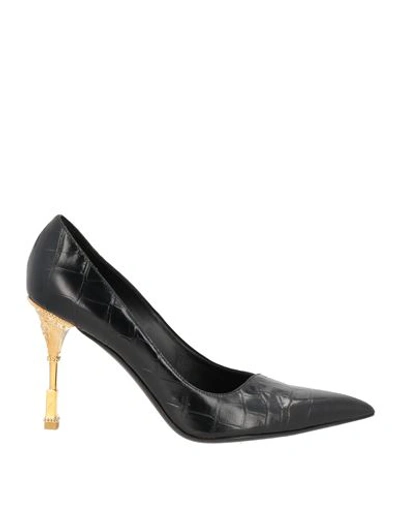 Balmain Embossed Crocodile 95mm Pumps In Black