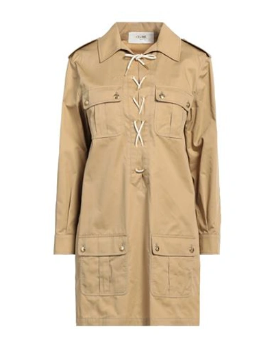 Celine Woman Mini Dress Camel Size 8 Cotton, Linen In Beige