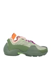 Lanvin Multi-panel Lace-up Sneakers In Sage Green