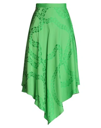 Stella Mccartney Woman Midi Skirt Green Size 6-8 Viscose, Silk