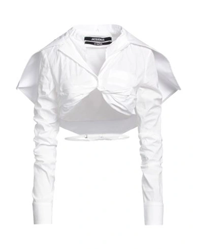 Jacquemus Woman Shirt White Size 8 Cotton, Elastane