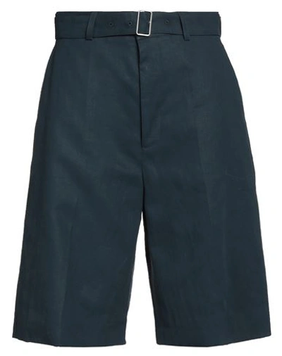 Jil Sander Man Cropped Pants Slate Blue Size 34 Linen In Marine