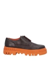 Santoni Man Lace-up Shoes Dark Brown Size 12 Soft Leather In Brown