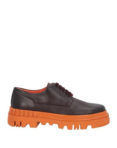 Santoni Man Lace-up Shoes Dark Brown Size 12 Soft Leather