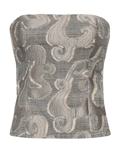 Rochas Woman Top Grey Size 4 Polyacrylic, Cotton, Polyester, Acrylic