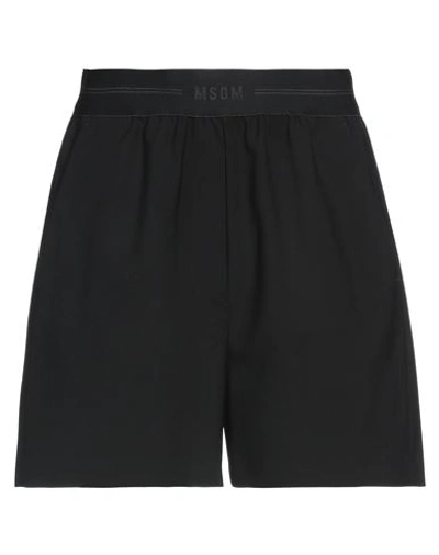 Msgm Woman Shorts & Bermuda Shorts Black Size 2 Virgin Wool, Elastane