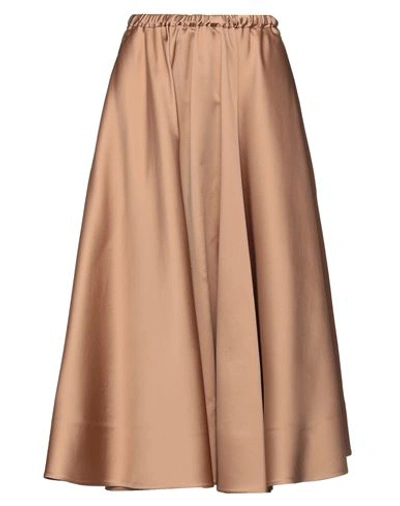 Valentino Pleated Duchesse Midi Skirt In Sand