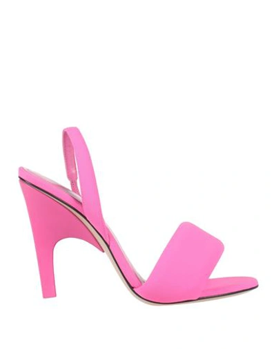 Attico The  Woman Sandals Fuchsia Size 6 Leather, Textile Fibers In Pink