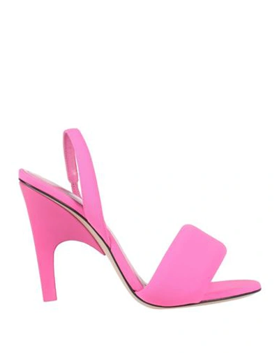 Attico The  Woman Sandals Fuchsia Size 7 Leather, Textile Fibers In Pink