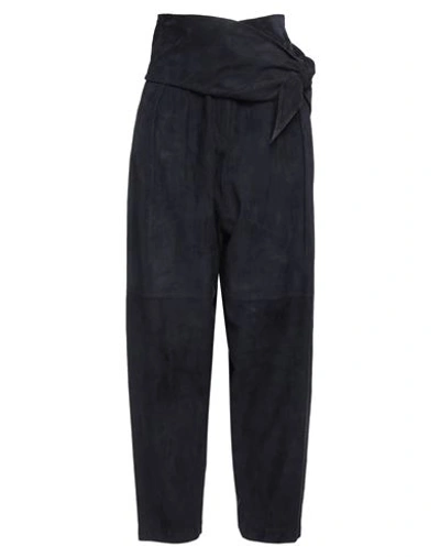 Loewe Woman Pants Midnight Blue Size 8 Goat Skin