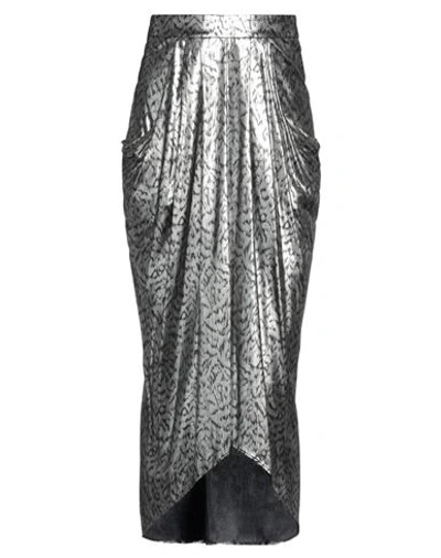 Isabel Marant Woman Midi Skirt Silver Size 10 Viscose, Polyester