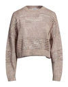 Brunello Cucinelli Woman Sweater Light Brown Size 3xl Linen, Nylon, Polyester In Beige