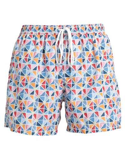 Fedeli Man Swim Trunks Slate Blue Size Xl Recycled Polyester In Blue