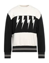 Neil Barrett Man Sweatshirt Ivory Size Xl Cotton, Elastane, Polyester, Polyamide In White
