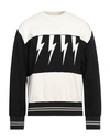 Neil Barrett Man Sweatshirt Ivory Size L Cotton, Elastane, Polyester, Polyamide In White