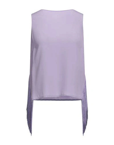 Ottod'ame Woman Top Lilac Size 12 Acetate, Silk In Purple