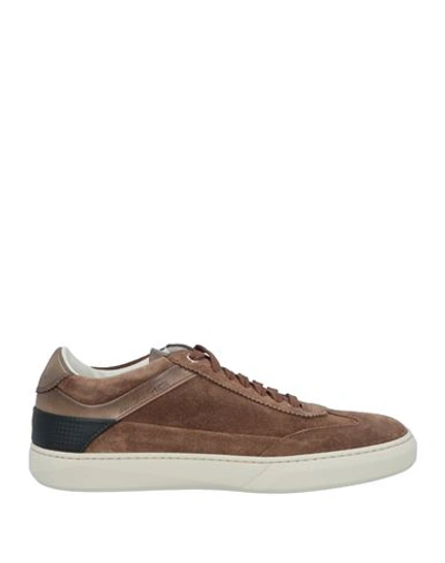 Santoni Man Sneakers Brown Size 9.5 Leather