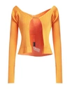 Jacquemus Woman Sweater Mandarin Size 8 Viscose, Polyamide, Elastane, Polyester In Orange