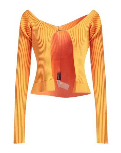 JACQUEMUS JACQUEMUS WOMAN SWEATER ORANGE SIZE 8 VISCOSE, POLYAMIDE, ELASTANE, POLYESTER