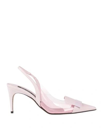 Sergio Rossi Woman Pumps Light Pink Size 6.5 Leather, Pvc - Polyvinyl Chloride