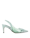 Sergio Rossi Woman Pumps Light Green Size 6.5 Leather, Pvc - Polyvinyl Chloride In Green