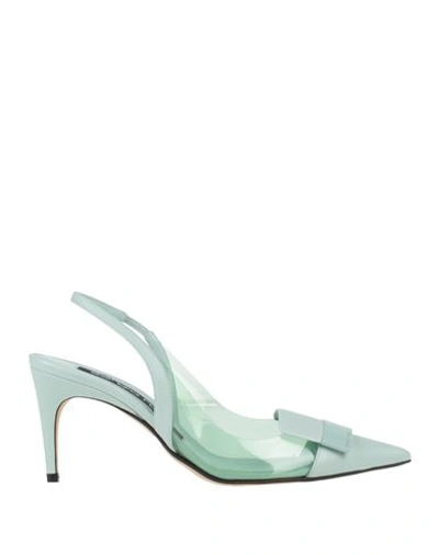 Sergio Rossi Woman Pumps Light Green Size 7 Leather, Pvc - Polyvinyl Chloride