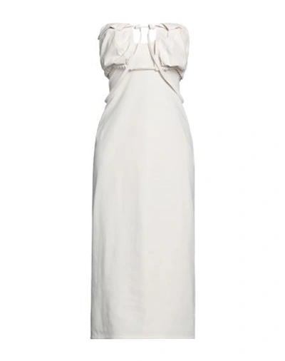 JACQUEMUS JACQUEMUS WOMAN MIDI DRESS IVORY SIZE 10 POLYAMIDE, COTTON, ELASTANE