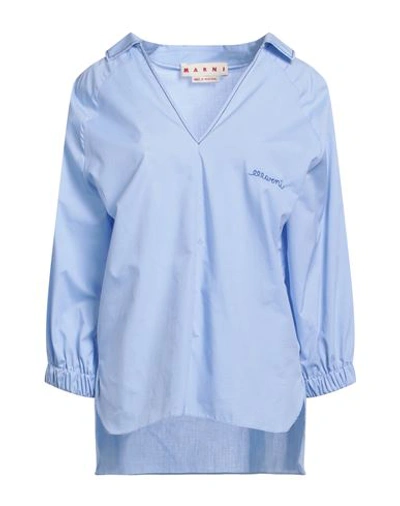 Marni Woman Top Sky Blue Size 8 Cotton In Blue