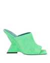 Shop Attico The  Woman Sandals Green Size 8 Leather