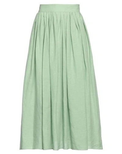 Chloé Woman Midi Skirt Light Green Size 8 Linen