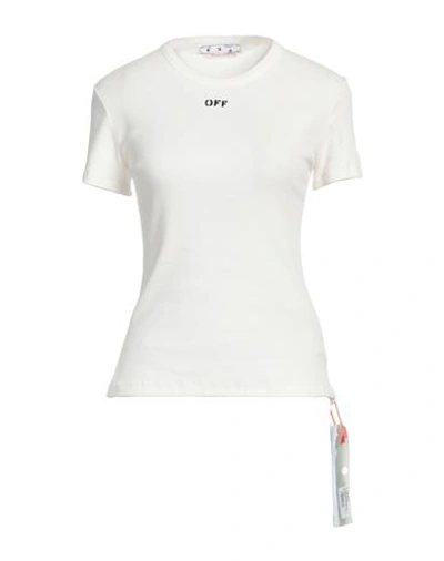 Off-white Woman T-shirt White Size 4 Cotton, Elastane