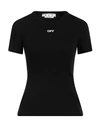 OFF-WHITE OFF-WHITE WOMAN T-SHIRT BLACK SIZE 4 COTTON, ELASTANE