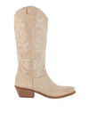 Geneve Woman Boot Beige Size 11 Leather