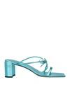 By Far Woman Sandals Turquoise Size 10 Soft Leather In Blue