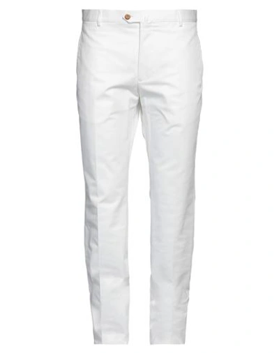 Dunhill Man Pants White Size 40 Cotton, Elastane
