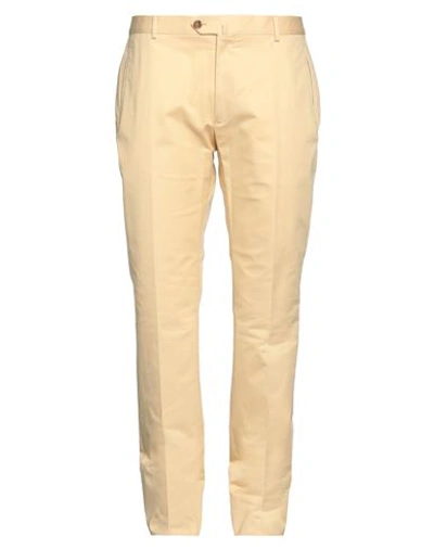 Dunhill Man Pants Ocher Size 40 Cotton, Elastane In Yellow