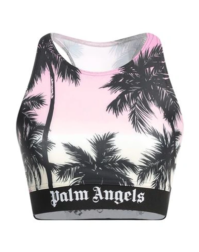 Palm Angels Pink Sports Bra With All-over Graphic Print And Elastic Band In Stretch Fabric Woman In Multicolor