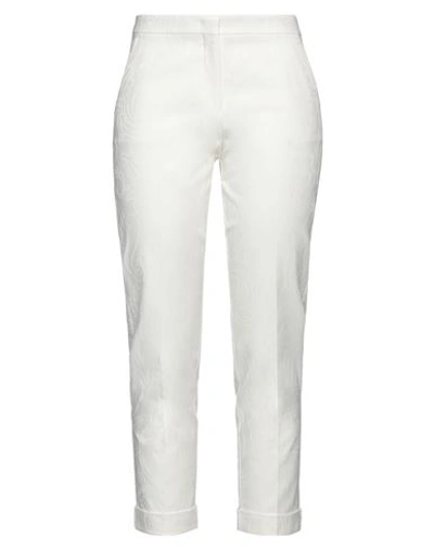 Etro Woman Pants White Size 8 Cotton, Elastane