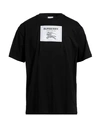 BURBERRY BURBERRY MAN T-SHIRT BLACK SIZE L COTTON, ELASTANE