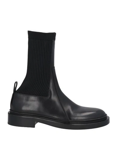 JIL SANDER JIL SANDER WOMAN ANKLE BOOTS BLACK SIZE 11 SOFT LEATHER, TEXTILE FIBERS