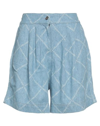 Karl Lagerfeld Woman Denim Shorts Blue Size L Lyocell