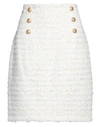Balmain Woman Mini Skirt Off White Size 10 Cotton, Polyamide, Metallic Polyester