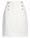 Balmain Woman Mini Skirt Off White Size 12 Cotton, Polyamide, Metallic Polyester