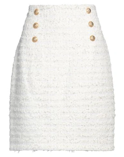 Balmain Woman Mini Skirt Off White Size 12 Cotton, Polyamide, Metallic Polyester