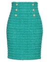 BALMAIN BALMAIN WOMAN MINI SKIRT EMERALD GREEN SIZE 4 COTTON, POLYAMIDE, METALLIC POLYESTER