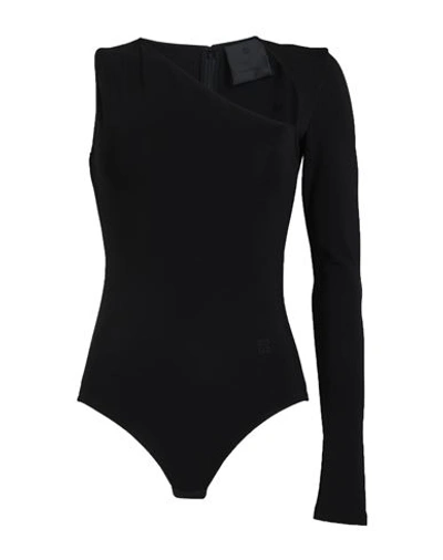 Givenchy One-sleeve Bodysuit With Asymmetric Neckline In Black